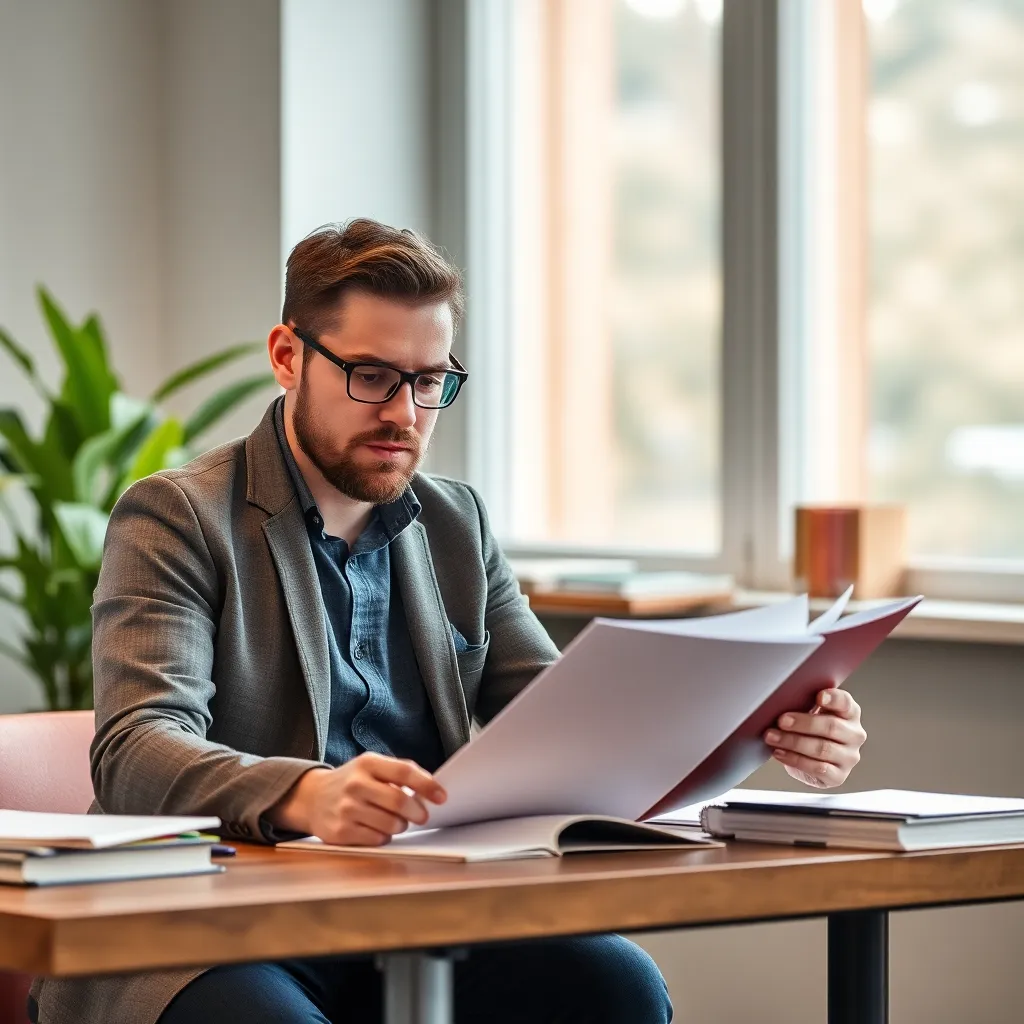 Nederlandse ondernemer bestudeert financiële documenten