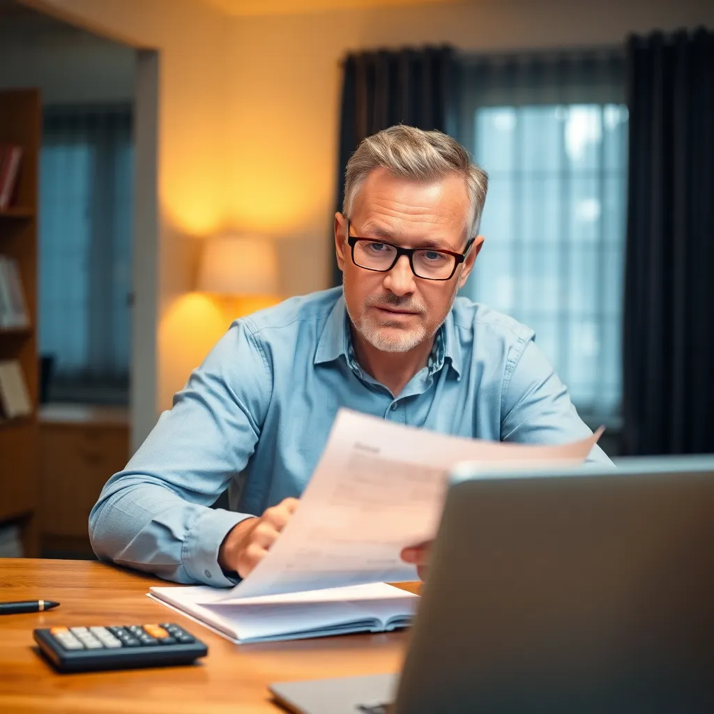 Nederlandse ondernemer bestudeert financiële documenten