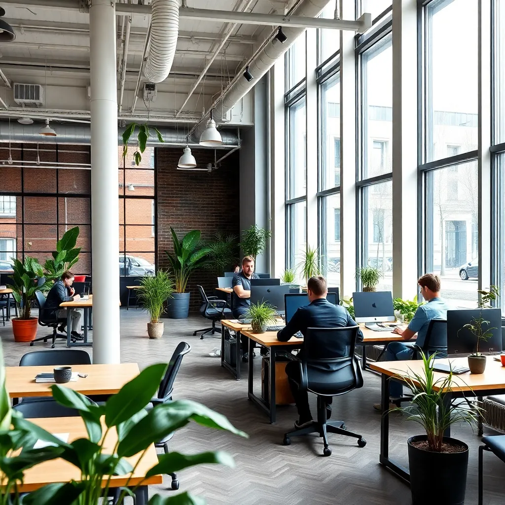 Moderne coworking ruimte in Amsterdam met ondernemers