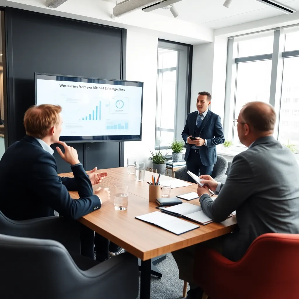 Zakenman en zakenvrouw bespreken een businessplan op kantoor